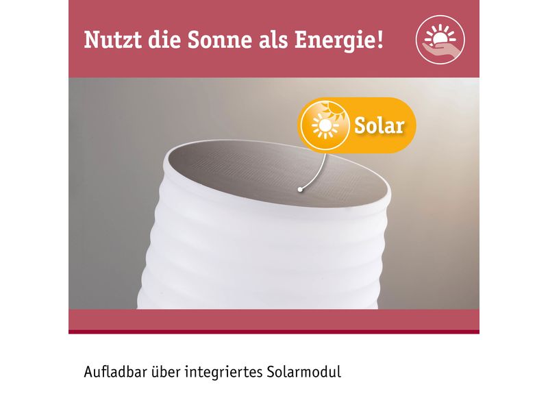 Paulmann Akku-Tischleuchte Solar LED Ilanga Wiederaufladbare Tischleuchte mit integriertem Solarpanel