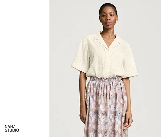 NAH/STUDIO Seersucker-Bluse | ungefärbte Baumwolle, Undyed