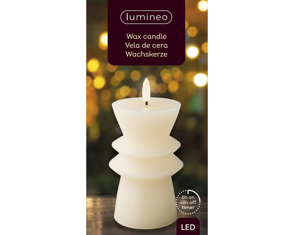 Lumineo Wax - Crème LED Kaars - 14.7 cm - Creme/warm wit