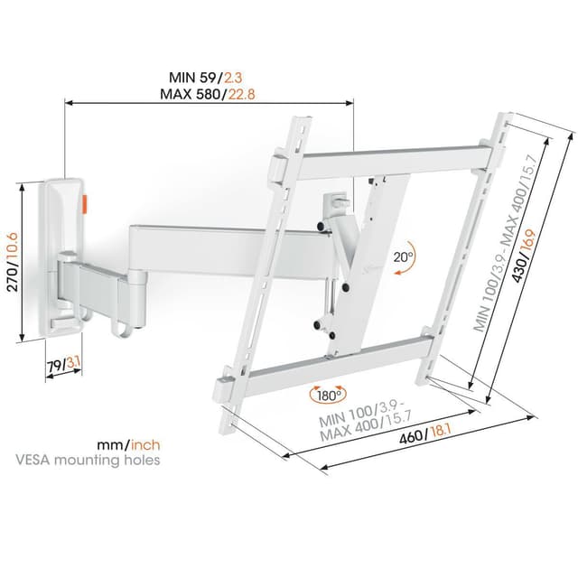 Vogels COMFORT Full Motion+ TV-vægmontering TVM3445 (hvid)