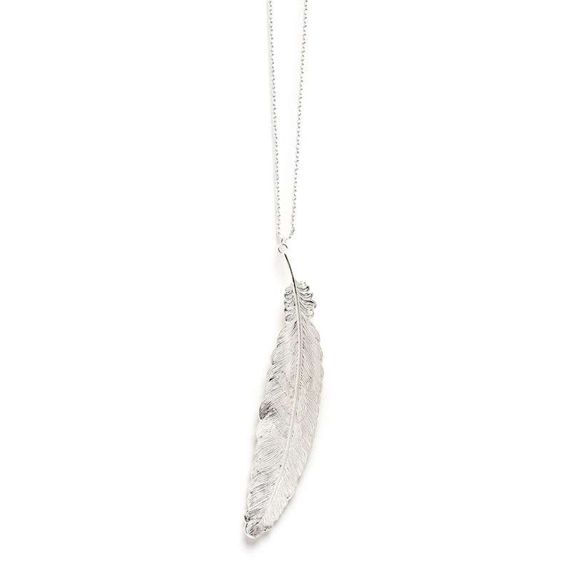 sautoir plume plaqué argent - PHÉBÉ