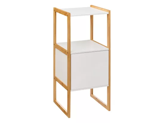 Meuble bas avec une porte en panneau de particules coloris blanc/naturel
