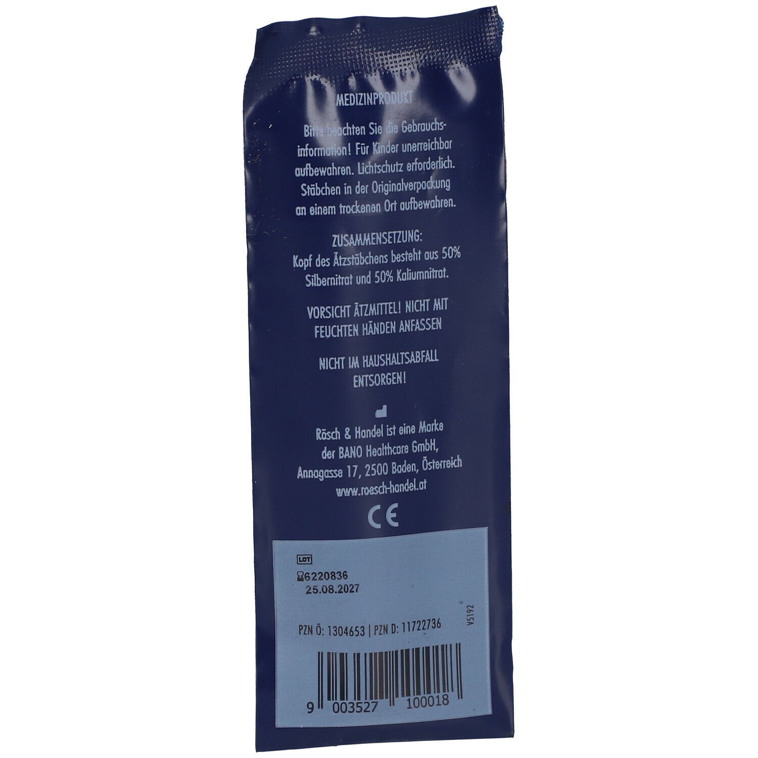 Silbernitrat-Kaliumnitrat Ätzstäbchen 10 x 115 mm elastisch