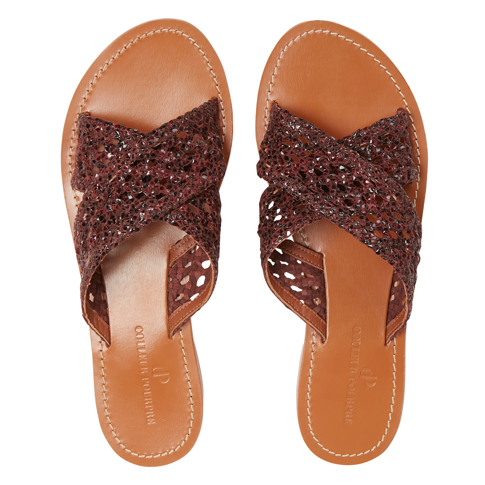 TANJORE - Mules plates à bouts ouverts en cuir | Rouge