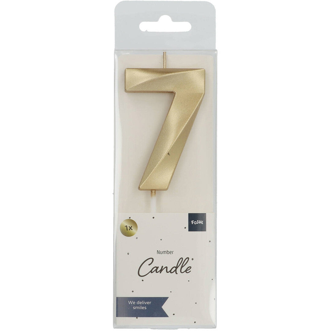 Verjaardagskaars metallic goud - 7 jaar