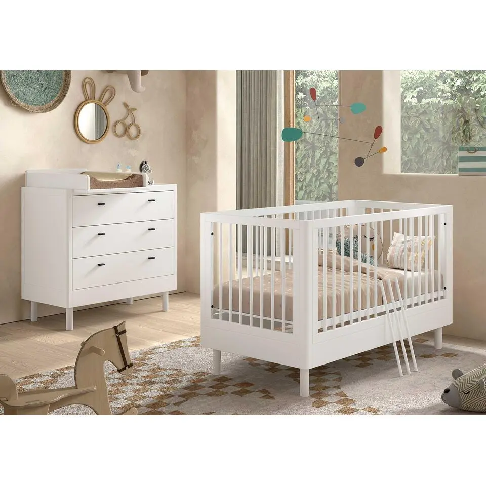 Babybed Forrest 70 x 140cm - verstelbaar - wit beukenhout