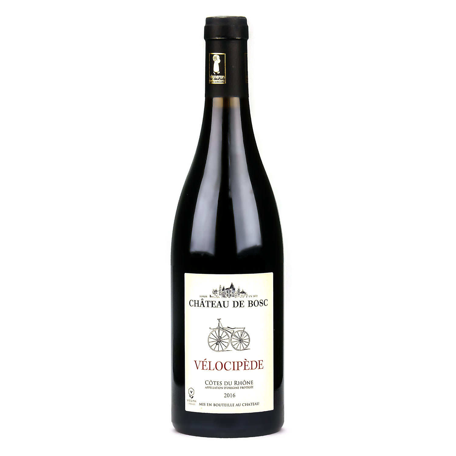 Vélocipède - Côte du Rhône vin rouge sans sulfite ajouté, vegan et bio
