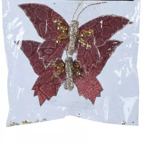 Lot de 2 papillons (H6 cm) Leïla Violet
