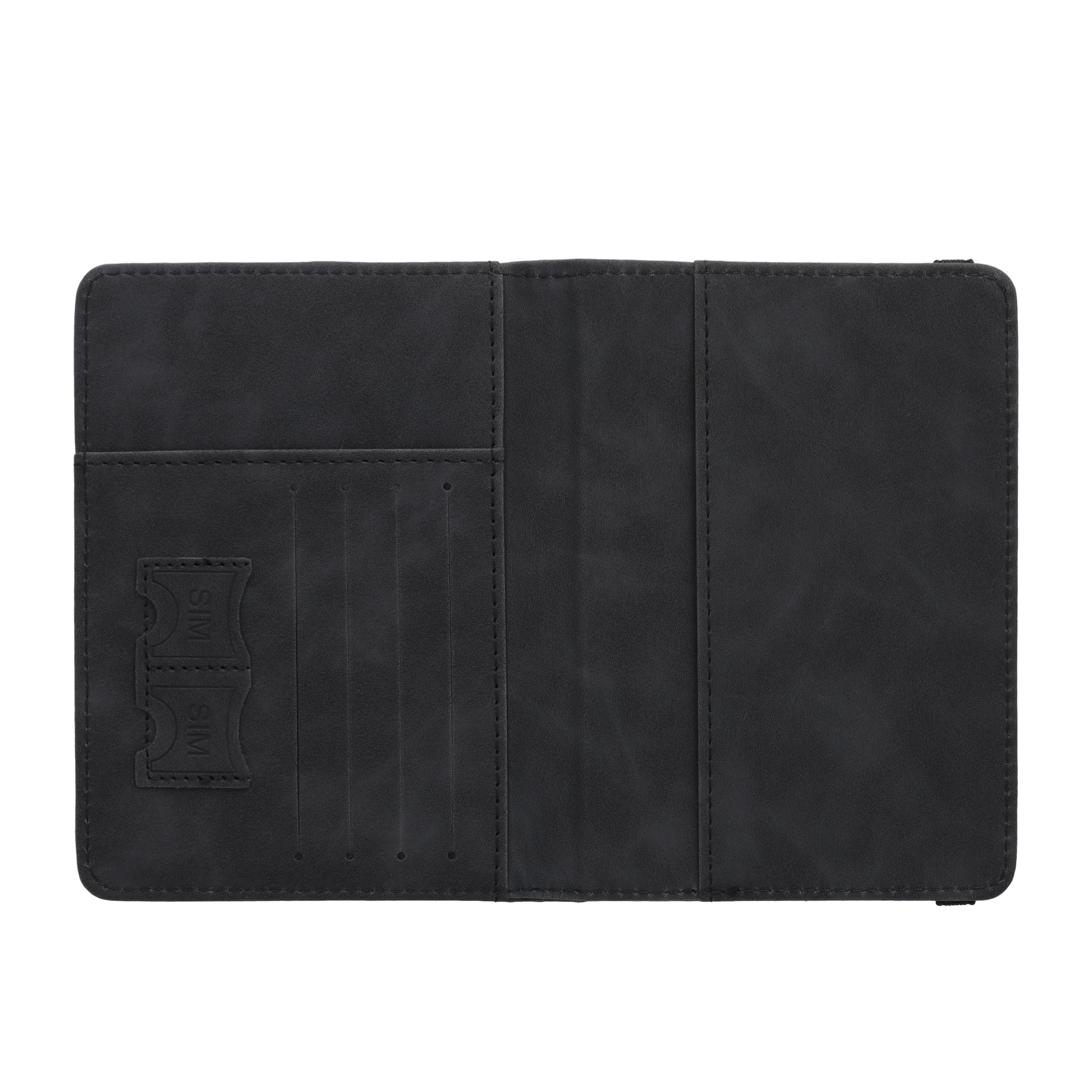 Reisepass Leder Schutzhülle Passport Etui mit Visitenkarten- / SIM Karten- / Geldfach (RFID Schutz) - Schwarz
