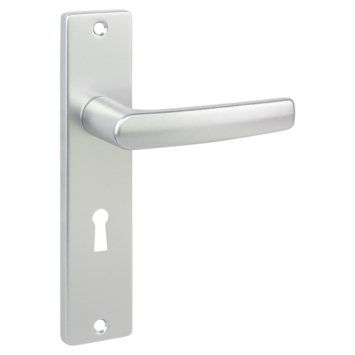 OK deurkruk set Blok recht schild sleutelgat 56 mm aluminium