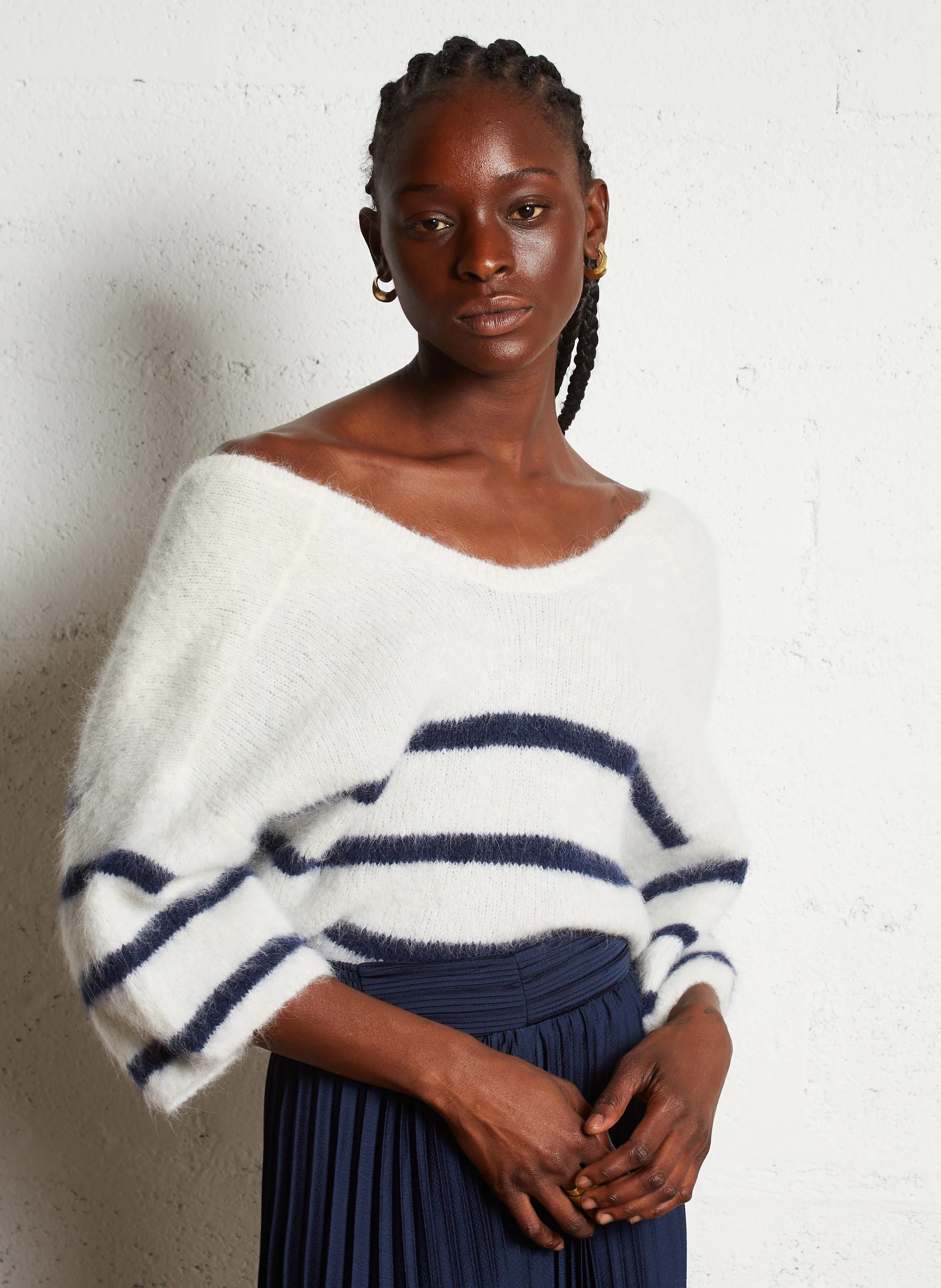 BIGUEL - Pull oversize col rond en laine mélangée | Beige