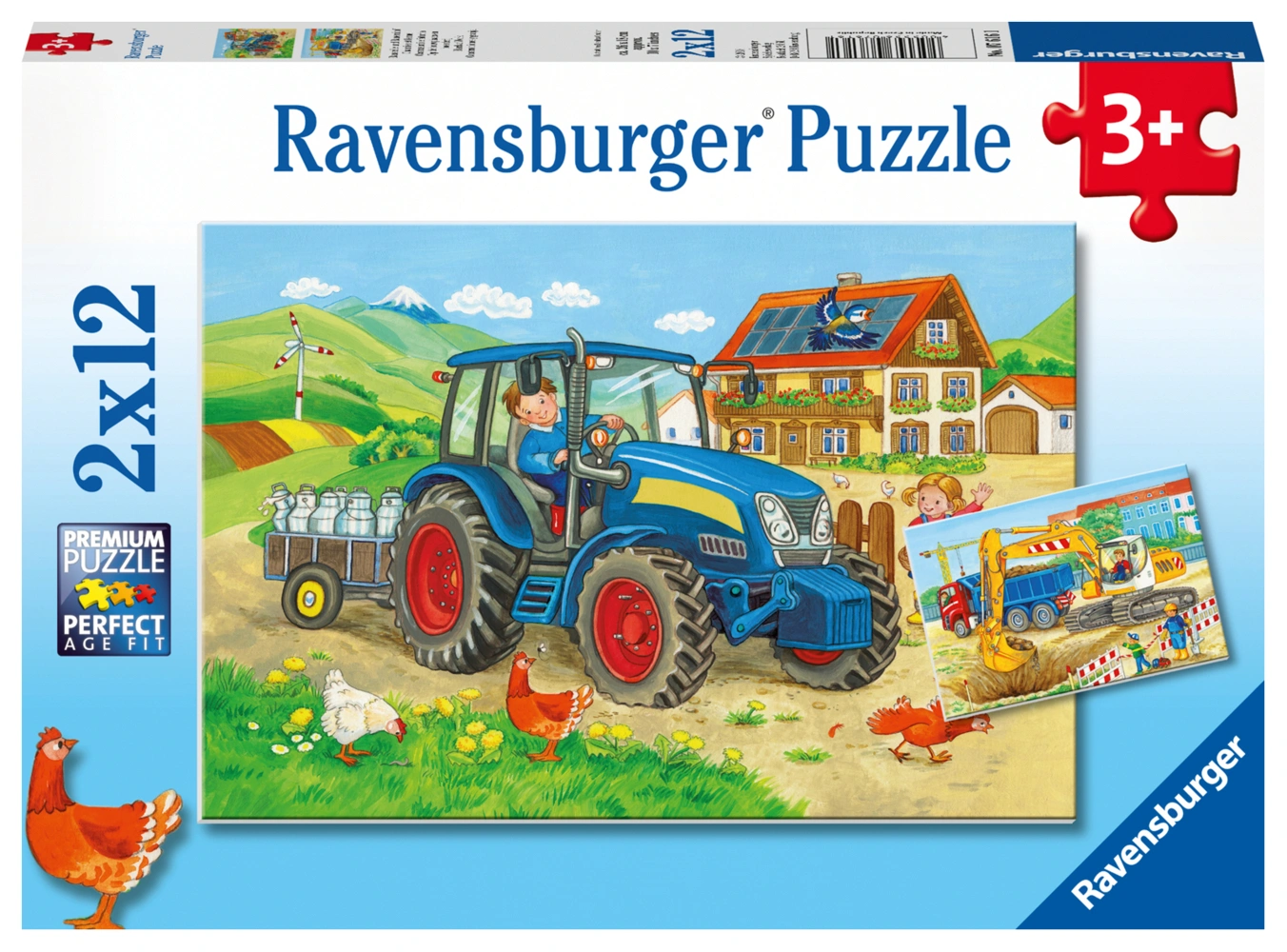 Puzzle BAUSTELLE UND BAUERNHOF 2x12-teilig