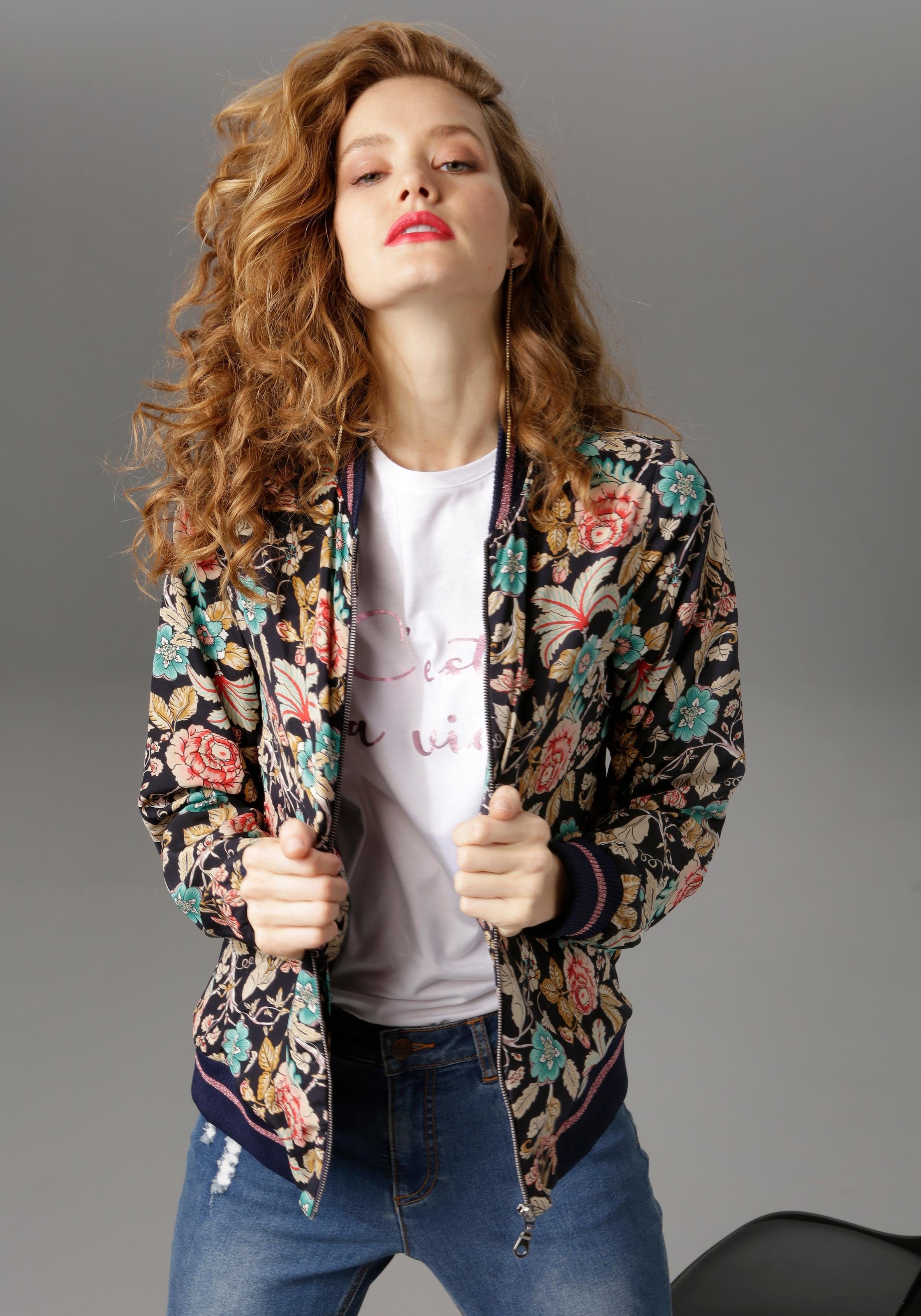 Aniston CASUAL Blouson mit Blumendruck