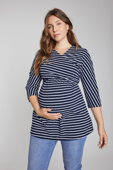 Bellieva-Wickelshirt, V-Ausschnitt, Stilleinsatz, Biobaumwolle, GOTS