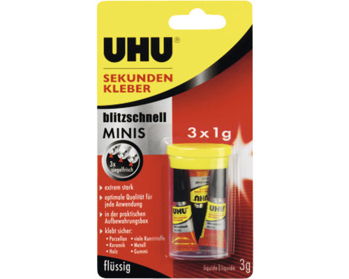 UHU Super Glue Lightning Fast Minis 3 x 1 g
