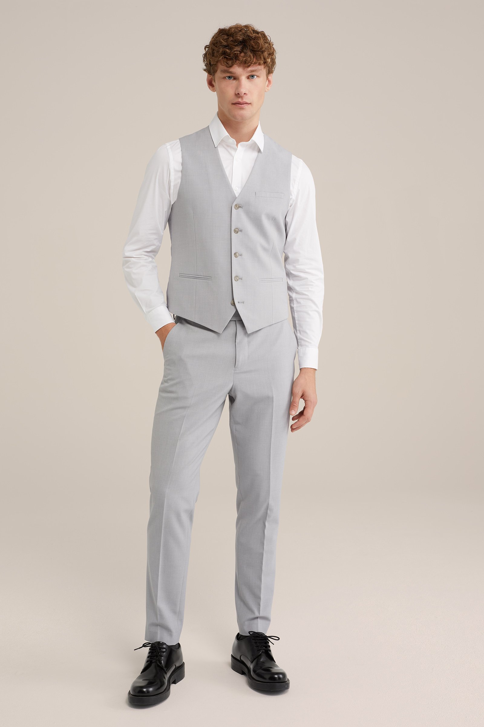 slim fit gilet Fundamentals Lichtgrijs gemeleerd