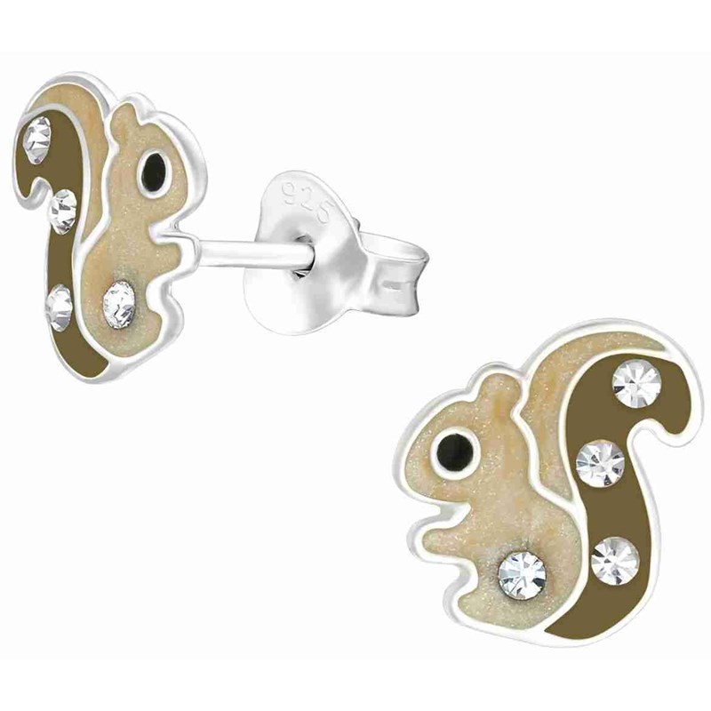 Boucle d'oreille ecureuil en argent