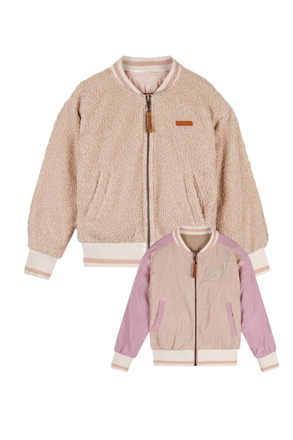 NONO reversible bomberjack zomer Bomber zand/roze