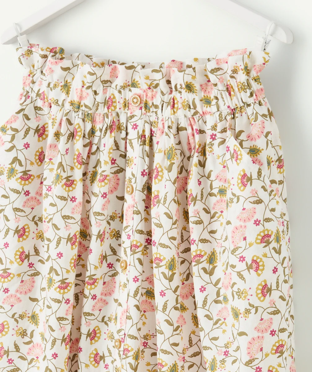JUPE LONGUE FILLE EN COTON IMPRIMÉ FLEURI