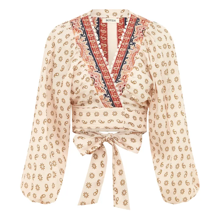 Boteh Top Cravat Batwing Lin | Rose