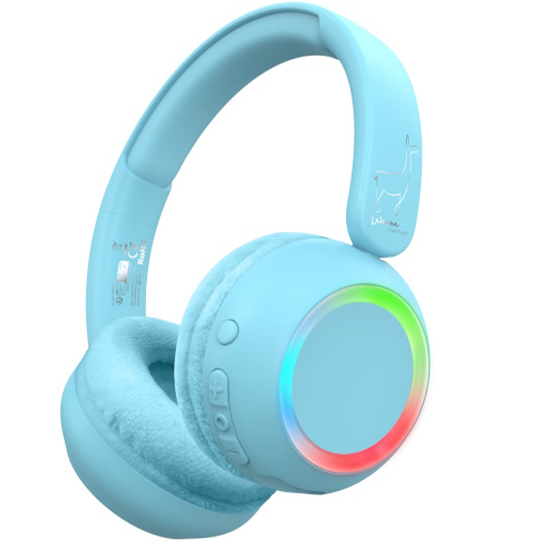 lalarma draadloze kinderkoptelefoon met licht - blauw