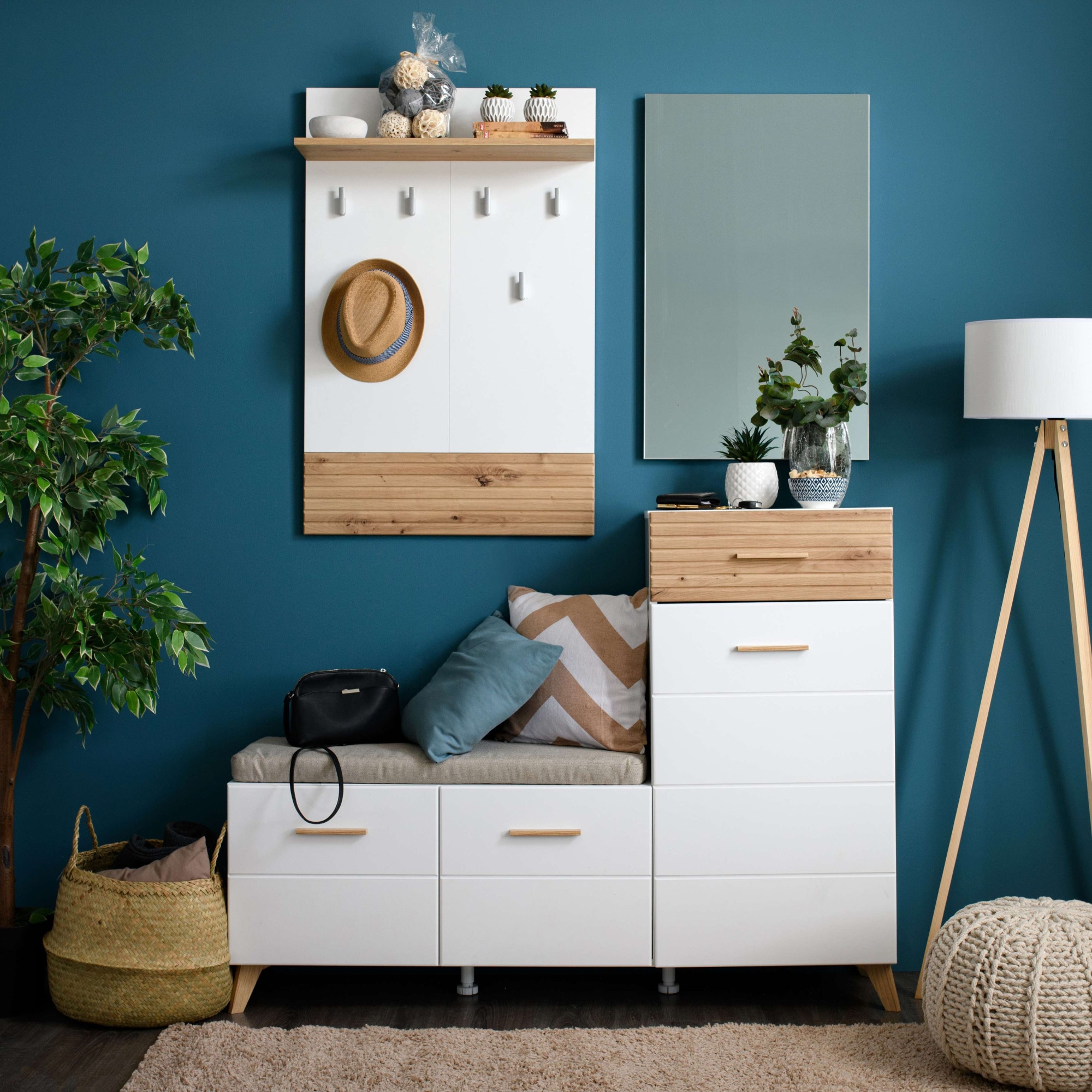 Home affaire Garderoben-Set »Sein Kompaktgarderobe, Flurgarderobe, Dielenschrank, Hochglanzfronten« Komplett-Set, 4 Stk. tlg.
