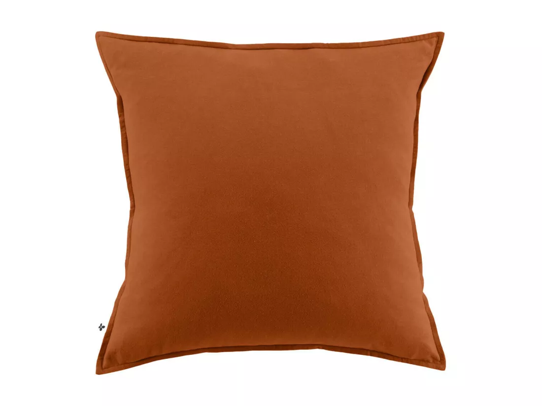 HEDDA - Taie d'Oreiller 63x63cm Flanelle de Coton Coloris Tomette