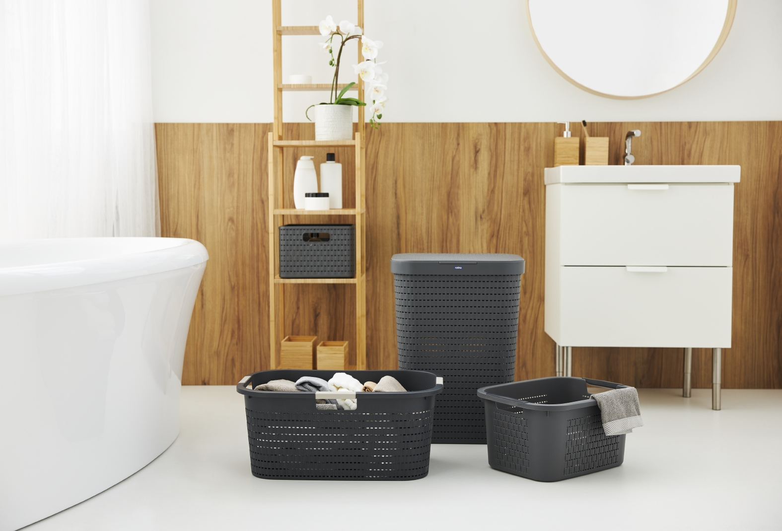 (40l) COUNTRY Wäschesammler Badezimmer Wäschekorb (1040408853) - Anthrazit