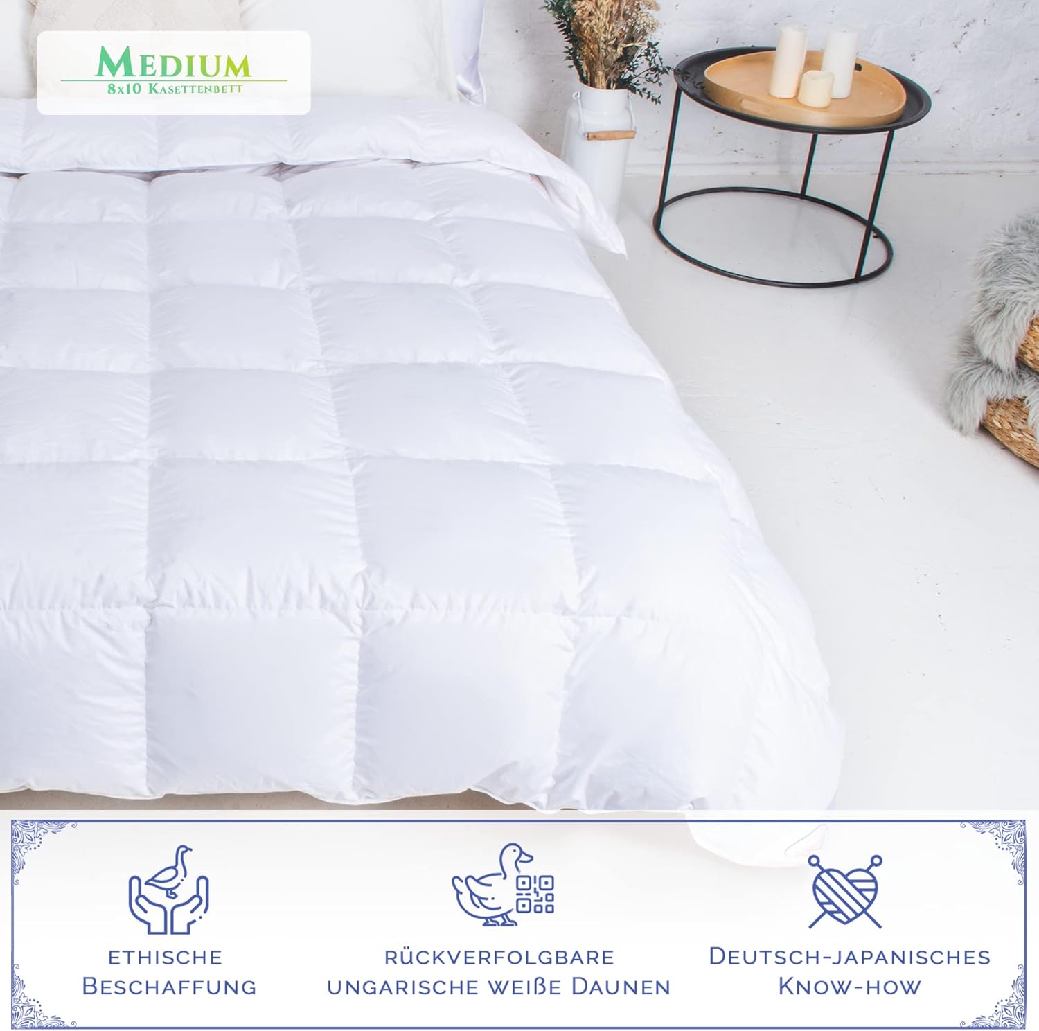 Aura® Luxus Ganzjahres Daunendecke 135x200 cm | Deluxe 100% ungarische Gänsedaunen Klasse I | Oeko-TEX® Standard 100 | Allergikergeeignet Bettdecke für Frühling & Herbst