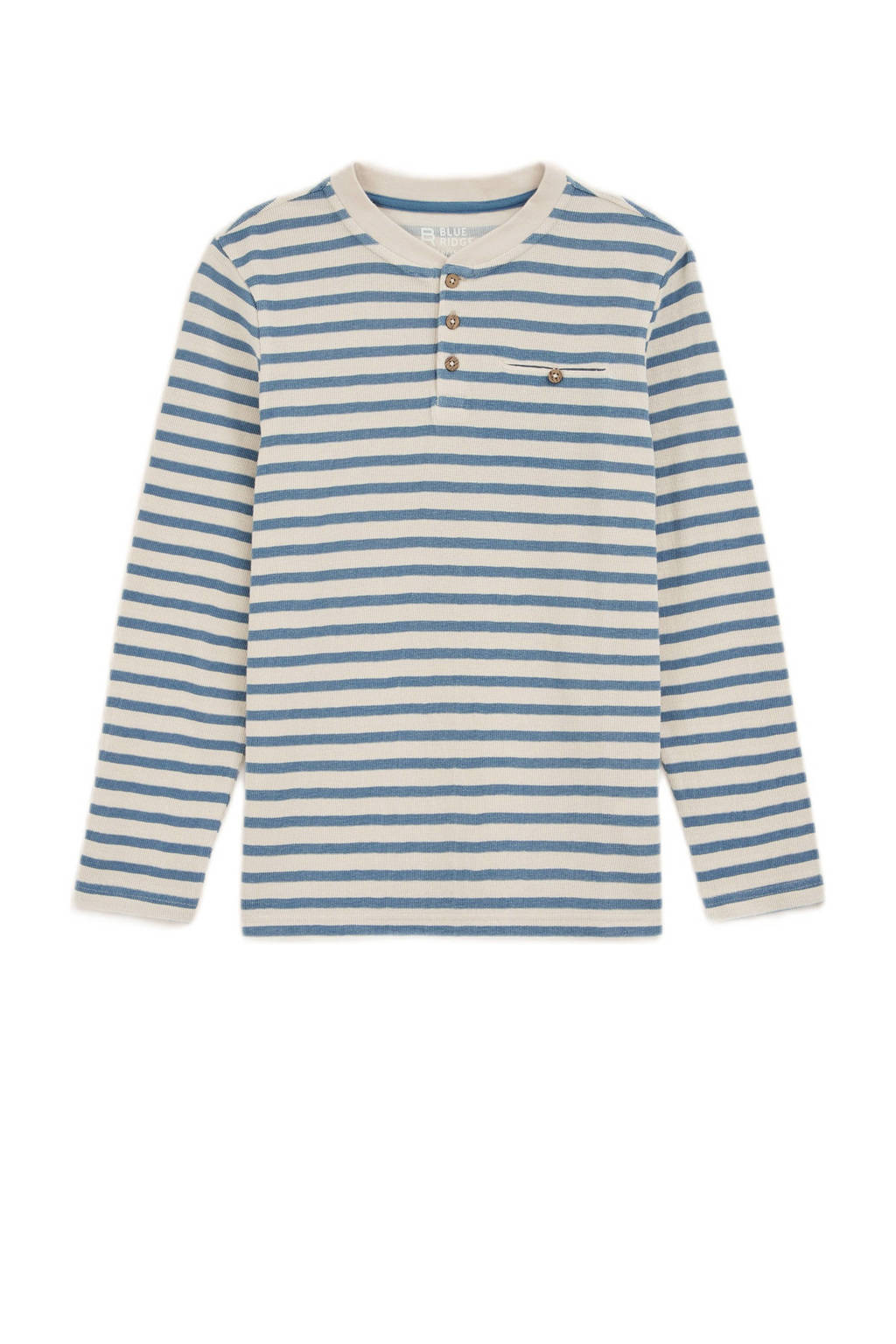 WE Fashion gestreepte longsleeve blauw/wit