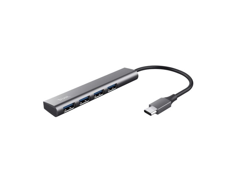 Trust Halyx USB-C zu USB-A Gen1 Hub 4Port Eleganter USB-Hub aus Aluminium