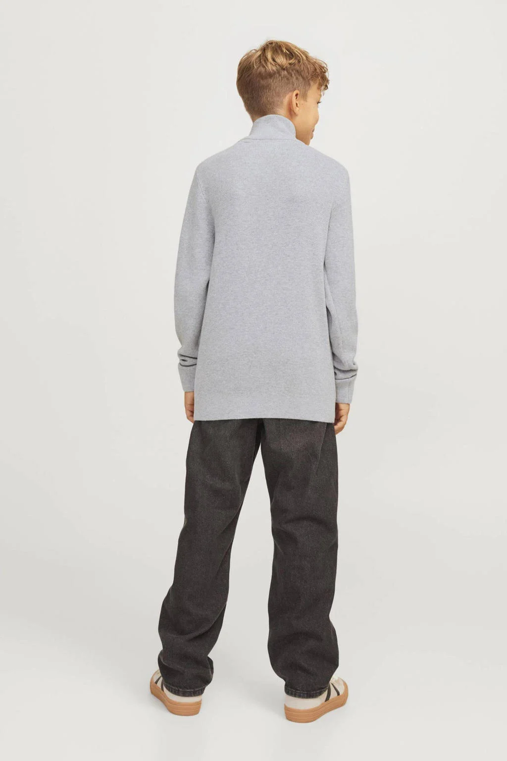 JACK & JONES gebreide trui grijs melange