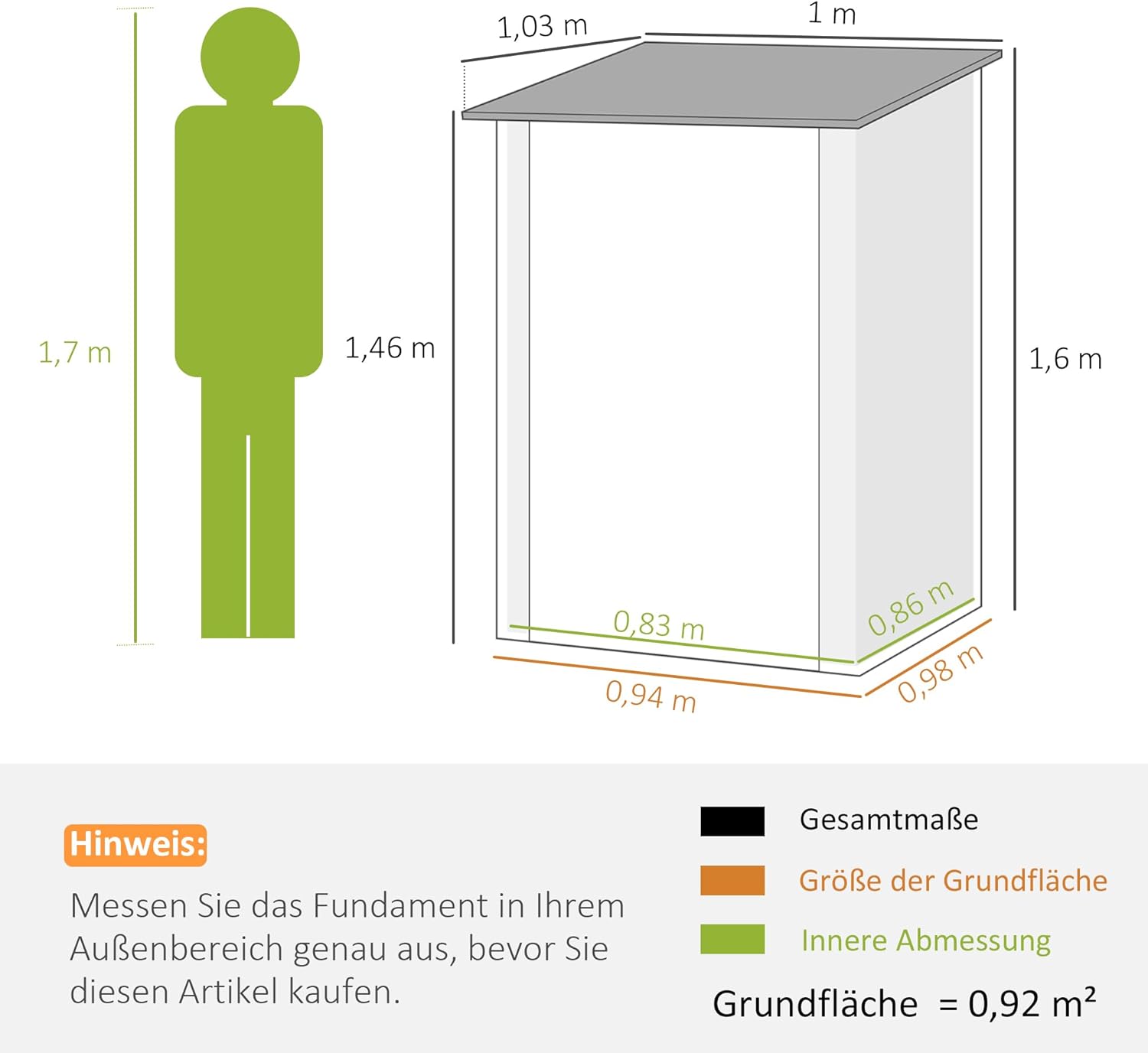 Outsunny Metall Gerätehaus 0,92 m² 100x103x160cm Geräteschuppen mit Pultdach Abschließbarer Tür Gartenhaus Outdoor Garten Schuppen Schrank für Hinterhof Außenbereich Braun