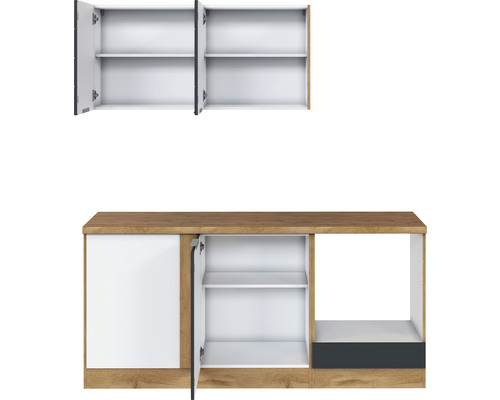 Held Furniture hoekkeuken zonder apparatuur Florence 240 cm grijs mat gedemonteerd omkeerbaar model 1112.6293