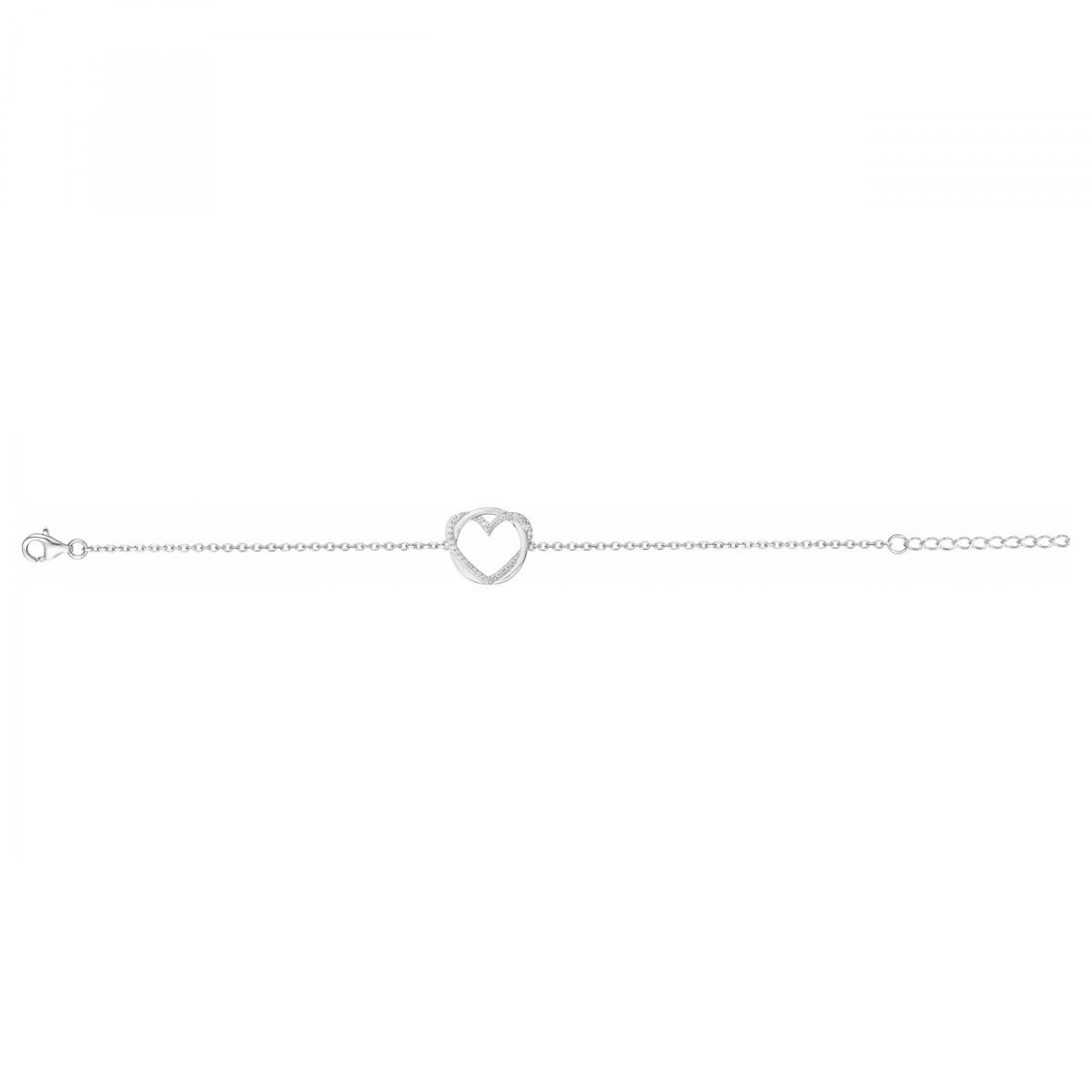 Bracelet souple mono-motif en Argent avec oxyde de zirconium blanc