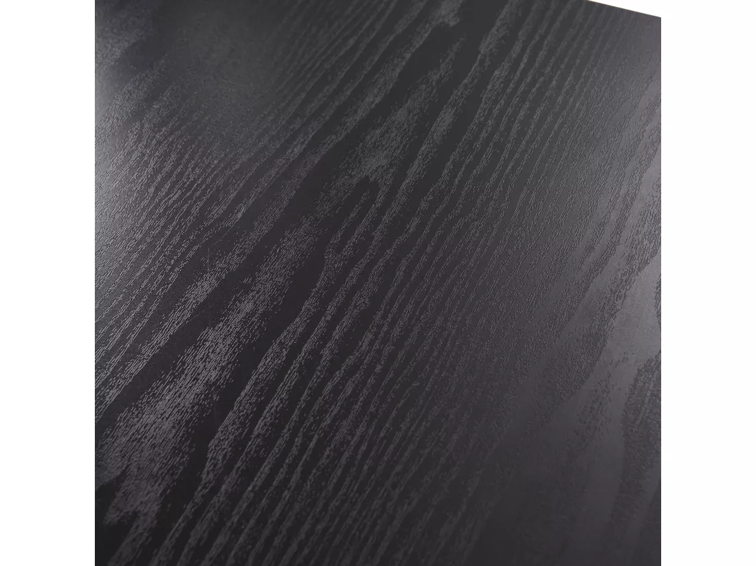 URBAN MEUBLE Table de salle à manger rectangulaire extensible noir effet bois de style scandinave pieds noir 120-160 WHALEN DARK WOOD STRETCH TABLE BLACK LEG