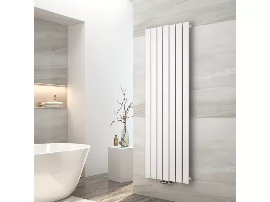 EMKE Radiateur à Eau Chaude, Radiateur plat seule couche connexion centrale, Montage mural vertical design, Blanc 160x53cm