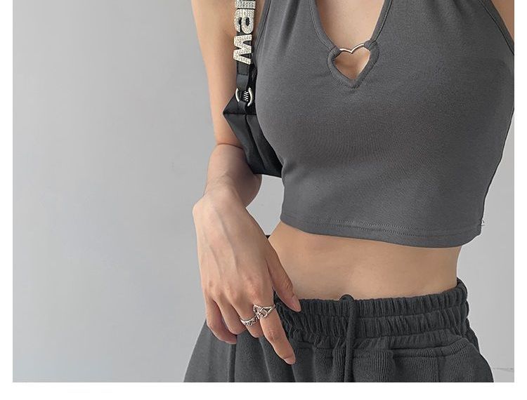 Shira - Haltertop met hartaccent in 5 kleuren