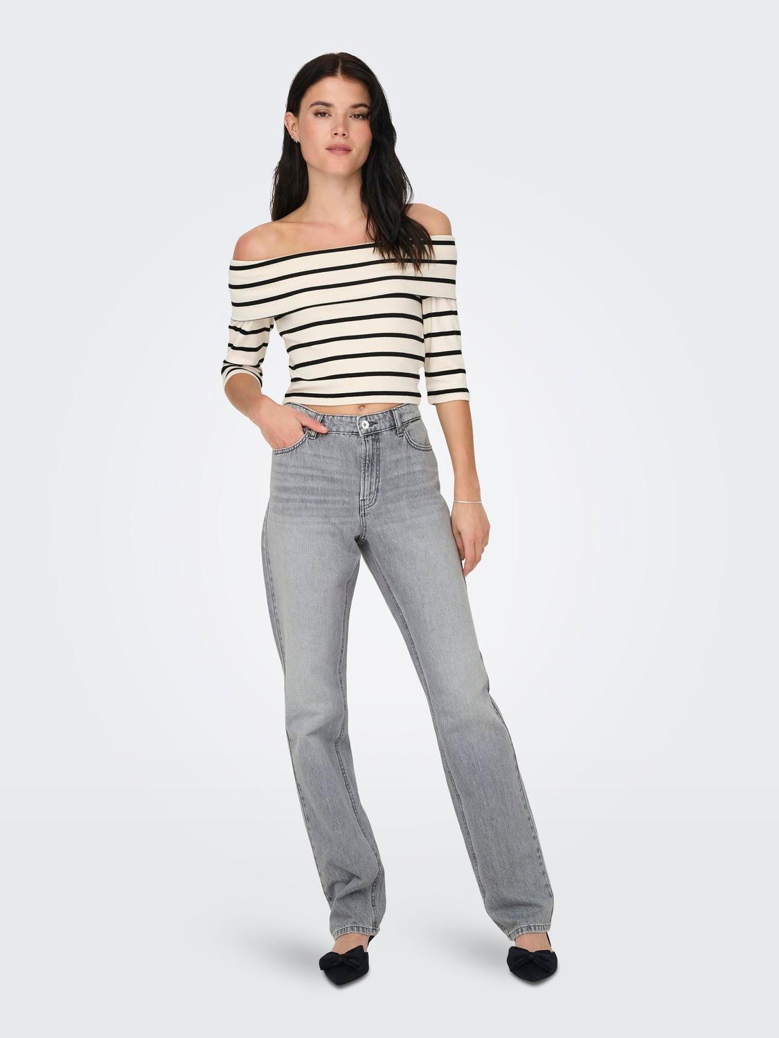 ONLJACI Mittlere Taille Gerade geschnitten Jeans Medium Grey Denim