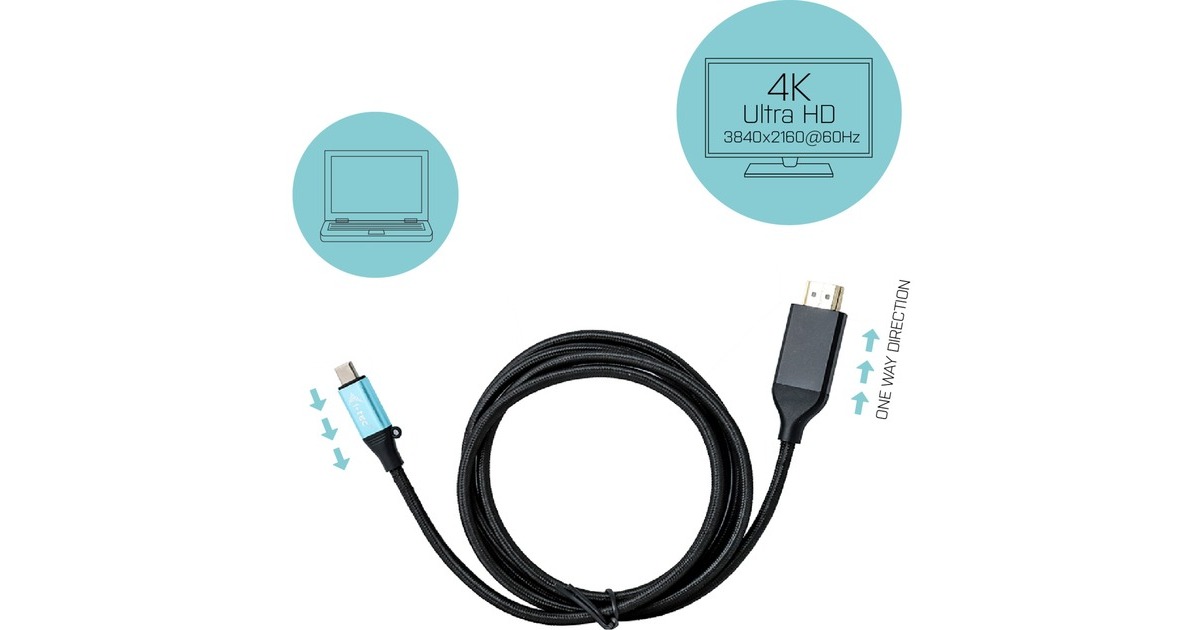 i-tecUSB-C > HDMI adapter  (Zwart, 1,5 meter, 4K 60 Hz)