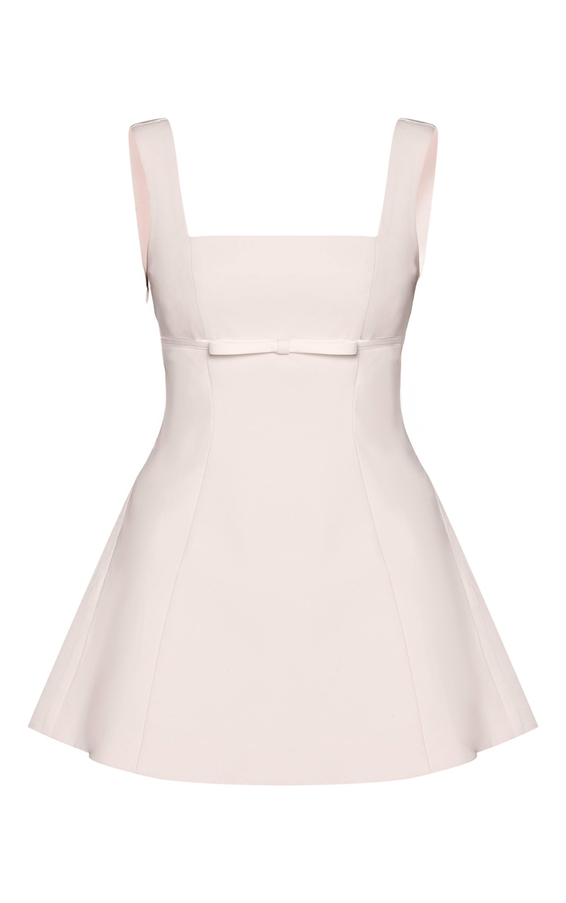 Crème Robe Droite Premium En Tissu Tissé Avec Détail Ceinture