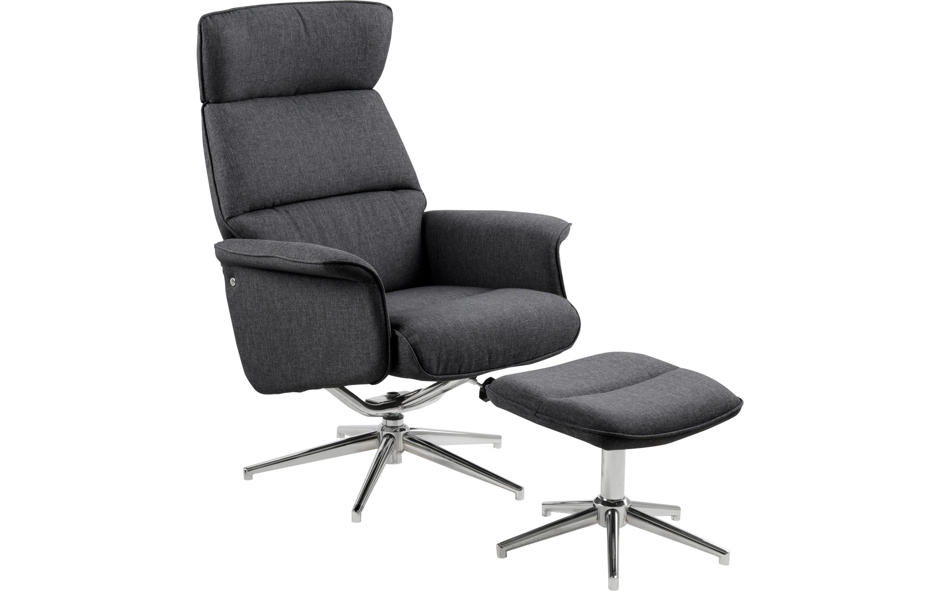 Sessel Alura Polyurethan (PU)/Stahl, Dunkelgrau<br>Relaxsessel mit Hocker