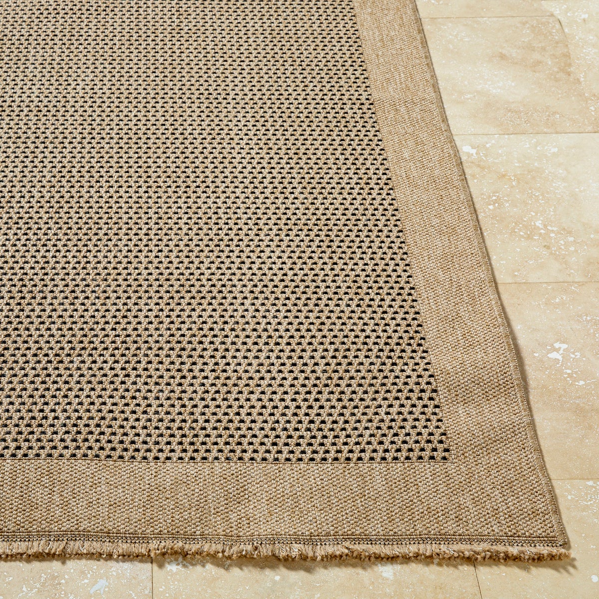 Binnen-/buitenkleed met jute-look, beige/zwart, 120x170 cm, PENNY