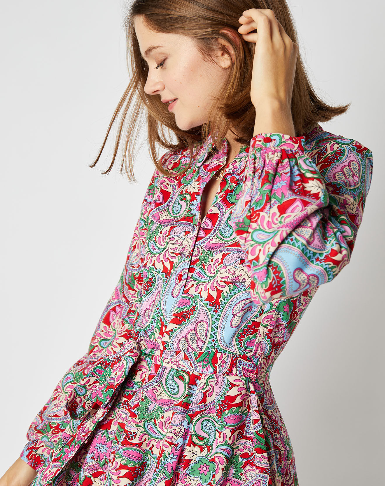 An'ge Robe chemise courte Thelma à motifs rose/multicolore