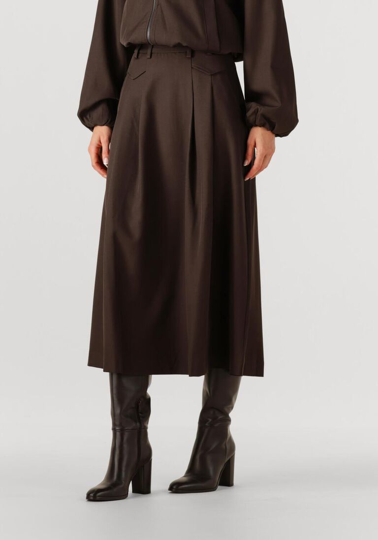 bruine co'couture midirok luna pocket pleat skirt