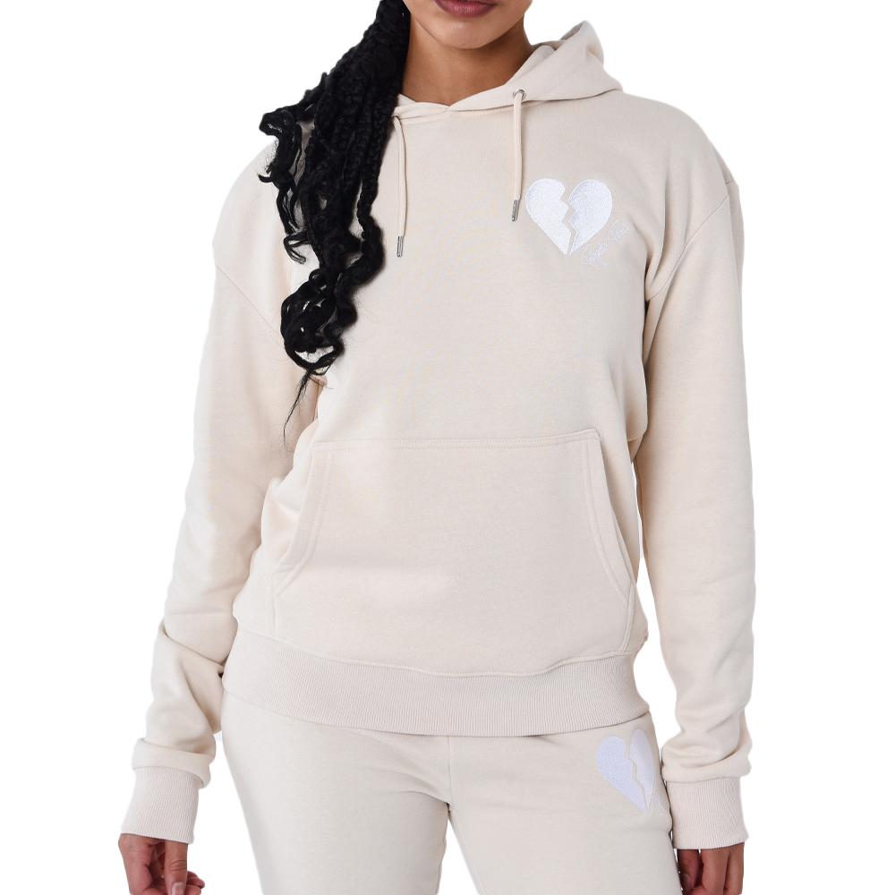 Project X Paris Sweat à Capuche Beige Femme Project X Paris à Cœur Brise