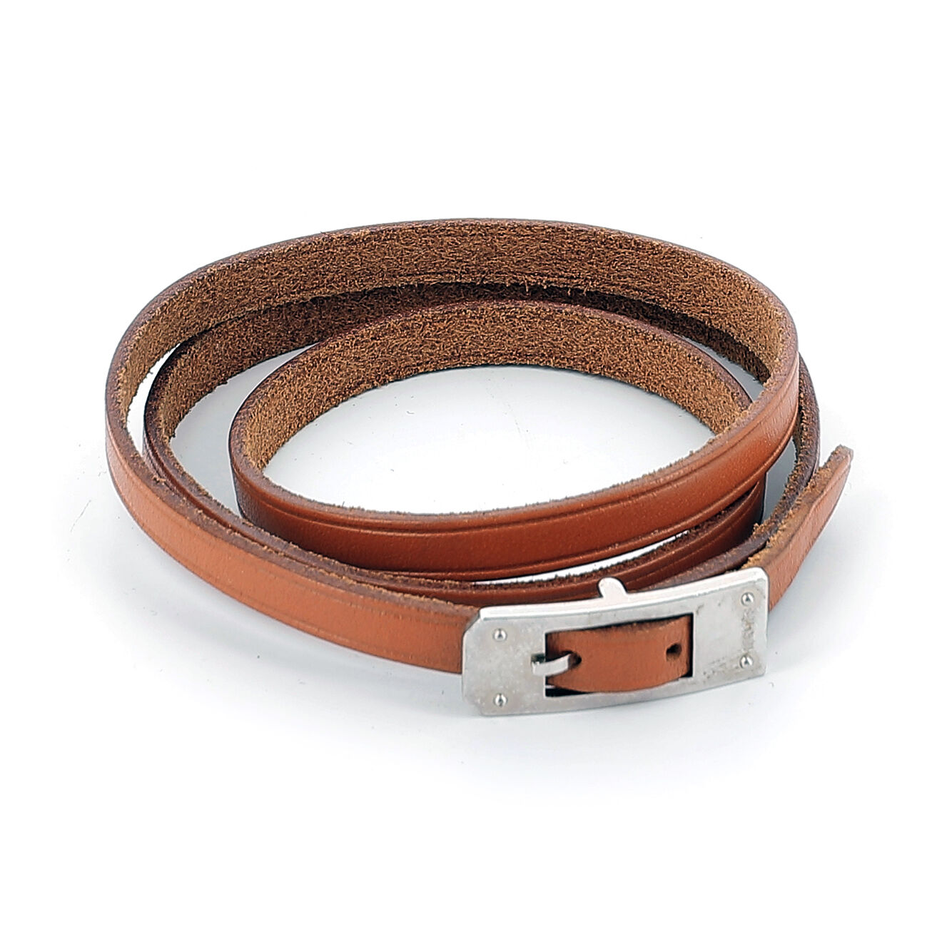 Hermès Bracelet en Cuir Kelly Triple Tour camel - Très bon état - x1.2 cm
