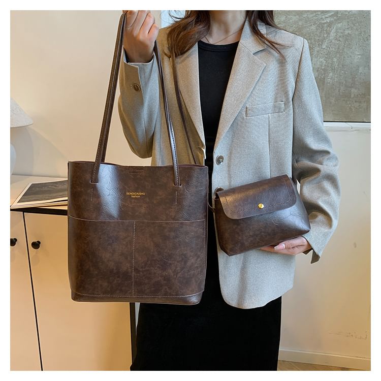 Kleevelind - Set: Kunstleren Tote Bag + Flap Pouch