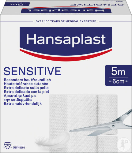 Hansaplast Sensitive Pansements Haute Tolérance Cutanée 5m x 6cm Pièce 1