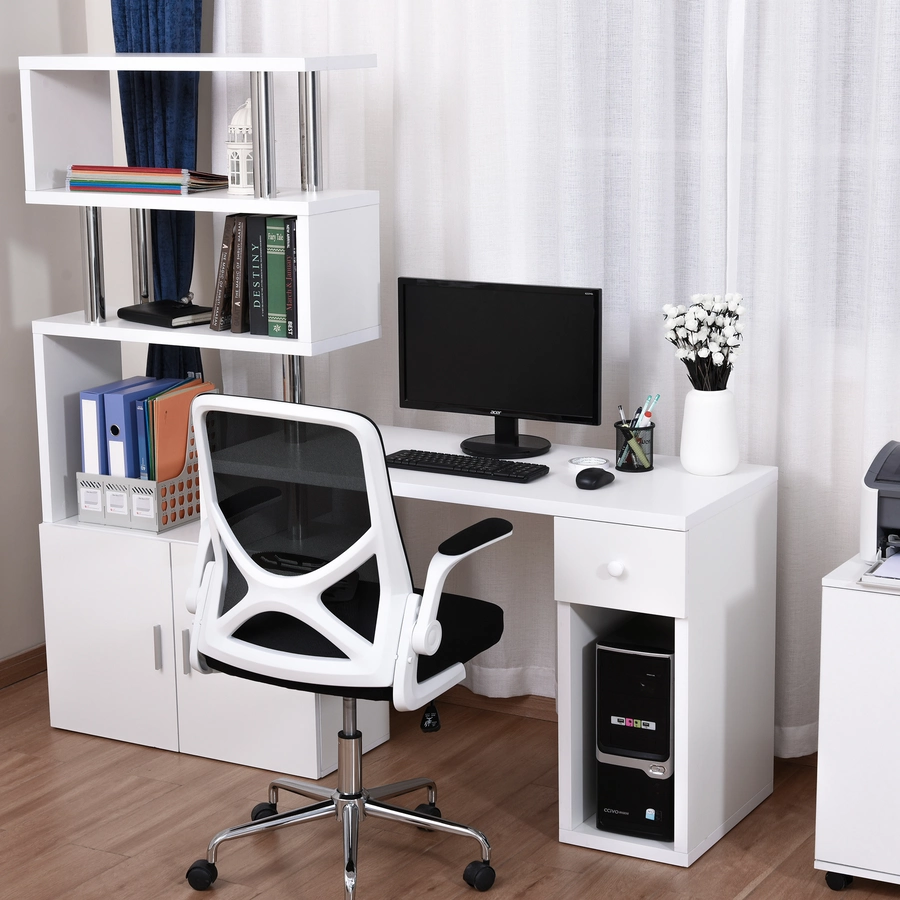 HOMCOM 2-in-1 Schreibtisch weiß